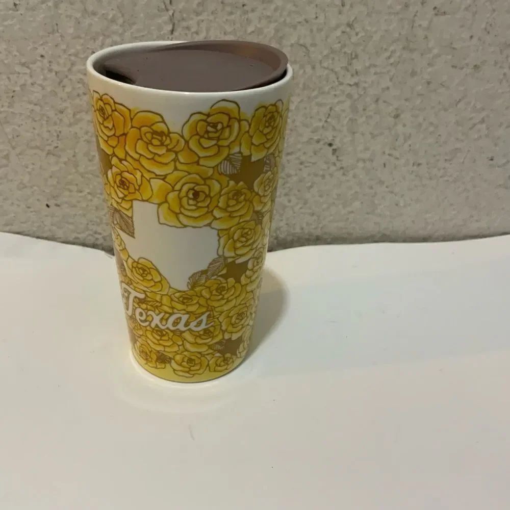 Starbucks Yellow Rose of Texas Ceramic 12oz Travel Tumbler - LIMITED EDITION